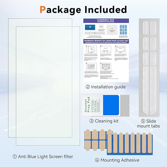 [2-Pack] 24 Inch Computer Blue Light Blocking Screen Protector for 16:9 Widescreen Monitor, Anti Glare Anti-UV Eye Protection Desktop PC LED Monitor Filter, Removable Anti-Scratch Screen Film 24in