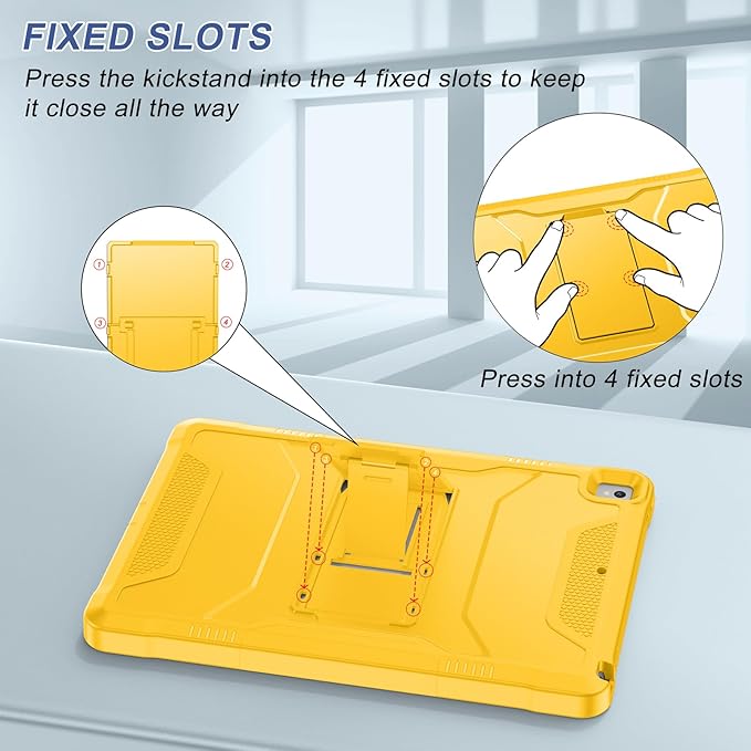 Soke Case for iPad 6th/5th Generation 9.7 Inch 2018/2017,with Built-in Screen Protector and Kickstand, Rugged Full-Body Heavy Duty Protective Cover for Apple iPad Air 2 /Pro 9.7 - Yellow