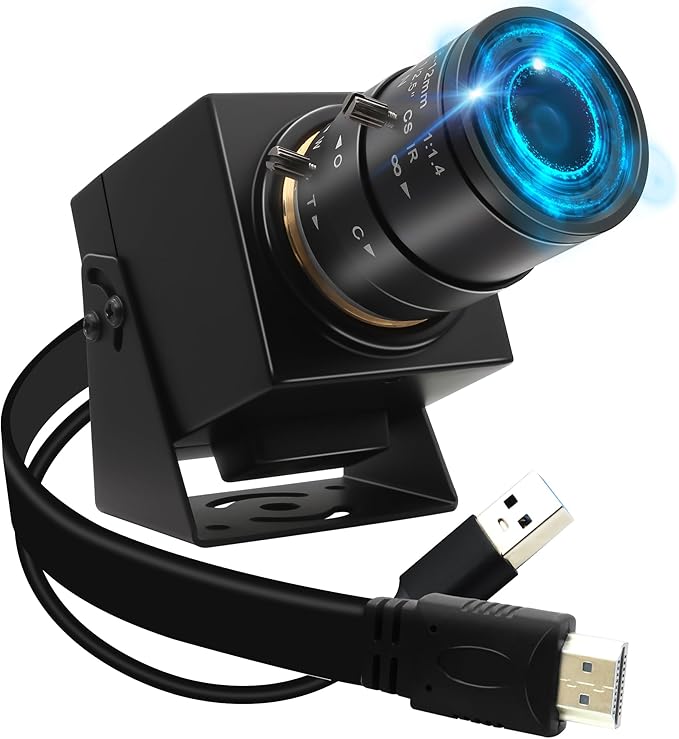 MMlove 4K USB HDMI Camera 8MP 60FPS High Speed Camera USB3.0 Simultaneous Output Webcam 2.8-12mm 4X Optical+2X Digital Zoom Golf Swing Webcam Close up Zoom in and Out for 3D Printer PC Laptop Pi