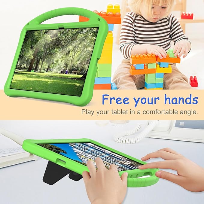 Kids Case for Samsung Galaxy Tab S10 FE+ (Plus) 13.1" 2025, Techcircle Light Weight Shock Proof EVA Foam Handle Rugged Stand Protective Cover, Green