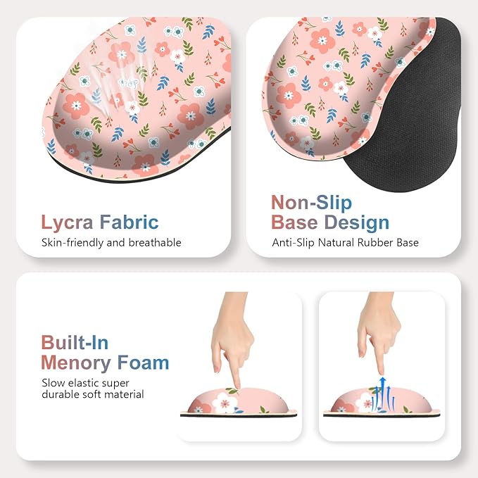 Large Gaming Mouse Pad Set, 4 in1 Ergonomics Keyboard Desk Mat with Memory Foam Wrist Rest, Computer Extended Game Mousepad, Non-Slip Desk Pad Matt Easy Typing Pain Relief I Retro Pastel Style