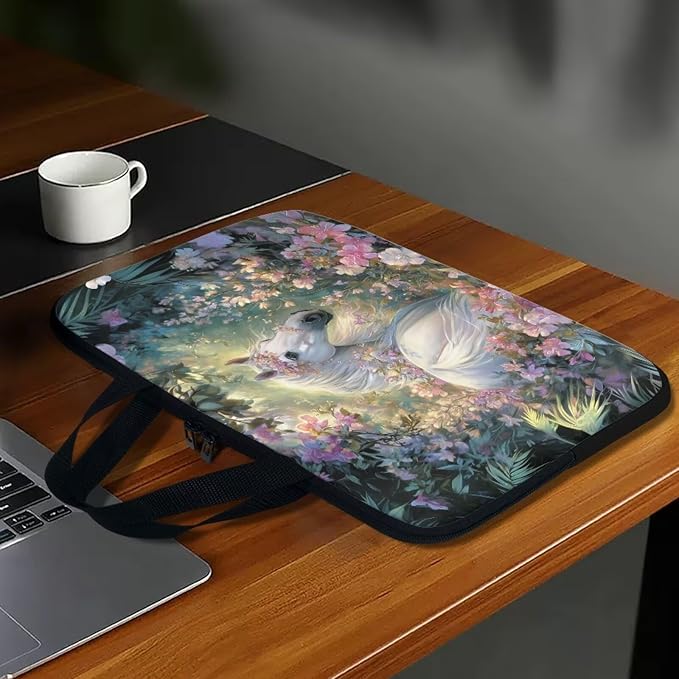 13 Inch Horse Flowers Laptop Sleeves, Zippered Computer Bag Waterproof Tablet Carrying Cover, Laptop Organizer Tote Bag Portable Notebook Handbag, Back to School Supplies College
