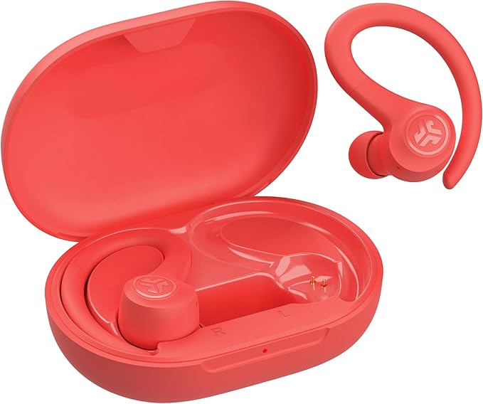 JLab Go Sport+ Wireless Workout Earbuds Featuring C3 Clear Calling, Secure Earhook Sport Design, 35+ Hour Bluetooth Playtime, 3 EQ Sound Settings, and IP55 Sweat Resistance (Coral)