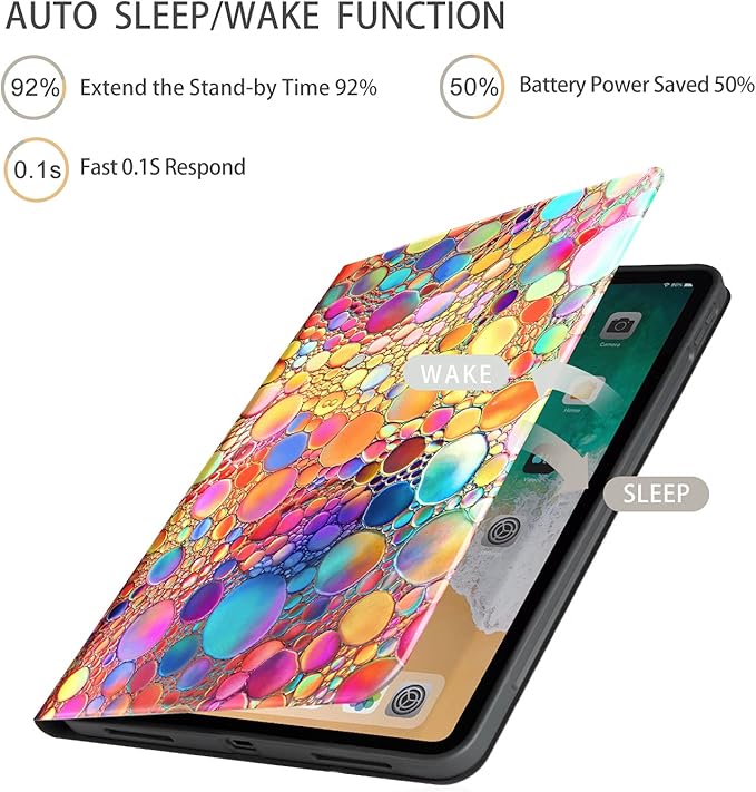 iPad Air 11-Inch Case (M3/M2) 2025/2024, iPad Air 5th/4th Generation Case, case for iPad air 11 inch Multi-Angle View Adjustable Stand Soft PU Leather Back Auto Wake/Sleep, Colored Art Bubbles