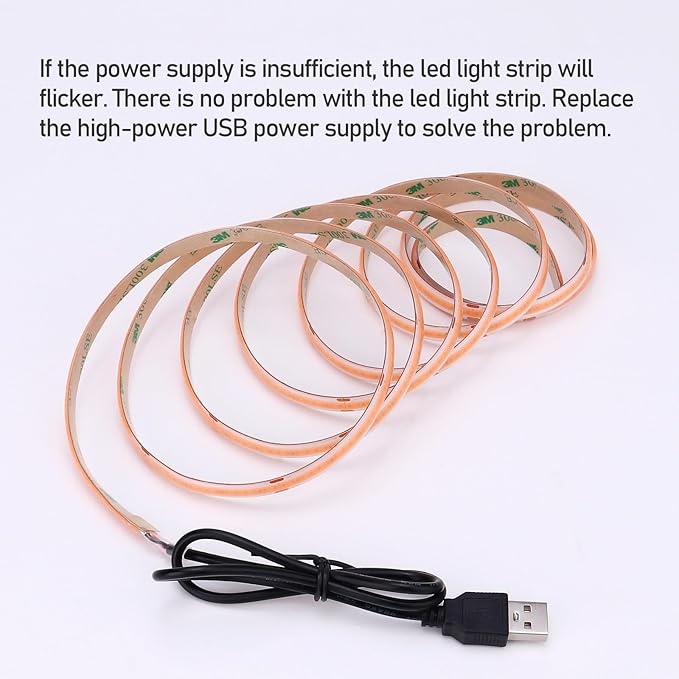 DC 5V USB COB Violets LED Strip Light USB Powered Dimmable IP65 Waterproof 6.6ft/2M 640LEDs with Dimmer High Brightness Flexible LED Tape Lights