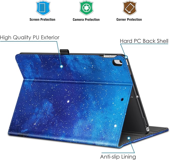 Fintie Case for iPad Air (3rd Gen) 10.5" 2019 / iPad Pro 10.5" 2017- [Sleek Shield] Premium PU Leather Slim Fit Multi Angle Stand Cover with Pocket, Pencil Holder, Auto Wake/Sleep, Starry Sky