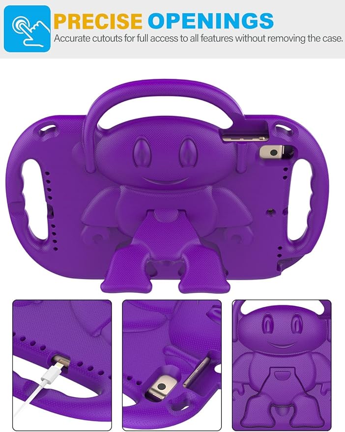 SUPLIK Kids Case for iPad 5th/6th Generation (9.7 inch, 2017/2018), iPad Air 1 & Air 2 & Pro 9.7 Protective Case with Shoulder Strap Handle Stand for iPad 5/6 & iPad Air 1st/2nd Gen, Purple