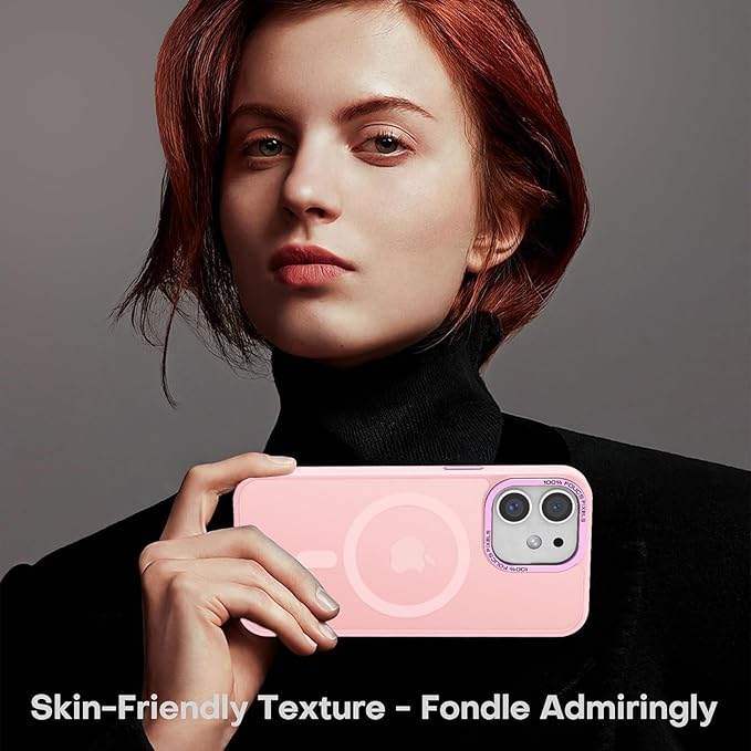 Newfuture Designed for iPhone 12 Case/iPhone 12 Pro Case with Magnetic [13 FT Military Drop Protection] [Compatible with Magsafe] Translucent Shockproof with Anti-Fingerprint Phone Case, Tender Pink
