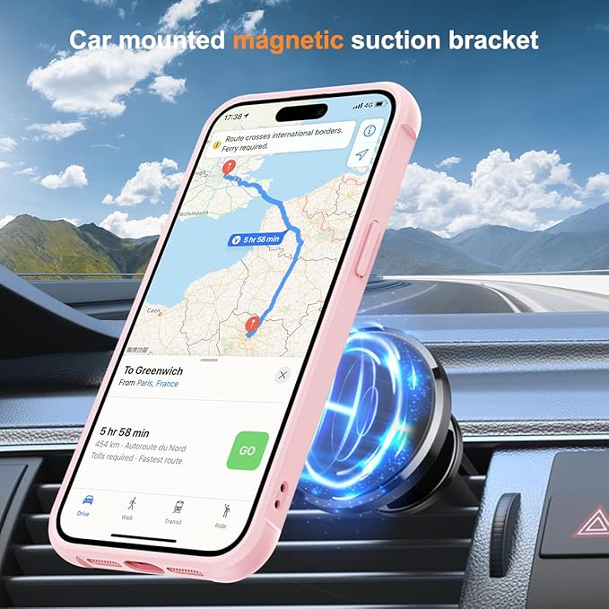 SKYLMW Compatible with iPhone 12 Pro Max Case & iPhone 13 Pro Max Case with Invisible Magnetic O-Ring Stand Translucent Phone Cases 6.7" [Compatible with Mag-Safe][Great Grip Feeling], Pink