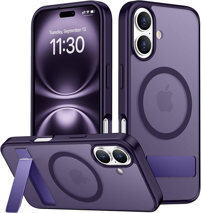 SPIDERCASE Magnetic for iPhone 16 Case,with [3 Stand Ways] [Military Grade Drop Protection] with Invisible Stand Shockproof Slim Phone Case for iPhone 16 6.1'',Purple
