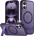 SPIDERCASE Magnetic for iPhone 16 Case,with [3 Stand Ways] [Military Grade Drop Protection] with Invisible Stand Shockproof Slim Phone Case for iPhone 16 6.1'',Purple