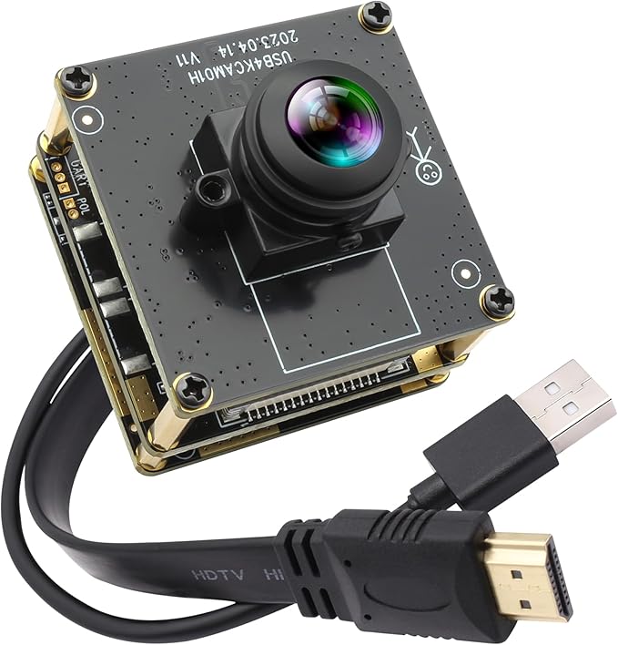 HDMI USB Camera 4K USB Camera Module with Fisheye Lens 2X Digital Zoom Simultaneously Output PC Camera UVC USB2.0 Lightburn USB Camera for Raspberry Pi Jetson Nano