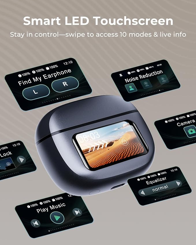 Wireless Earbuds, Ear Buds Active Noise Cancelling with Charging Case, 6.0 Bluetooth Earbuds with AI Clear Calls, 40H Playtime for Sports & Working, Stereo Sound Headphones for iPhone/Android-Raven