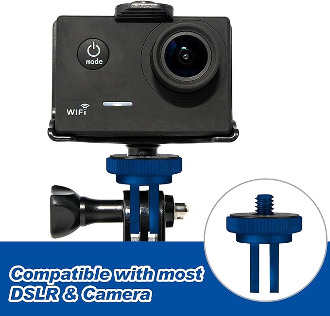 Frienda 4 Pieces Aluminum Camera Tripod Mount Adapter 1/4-20 Conversion Adapter for Tripod Compatible with GoPro Action Cameras and Other Standard 1/4 Accessories (Blue)