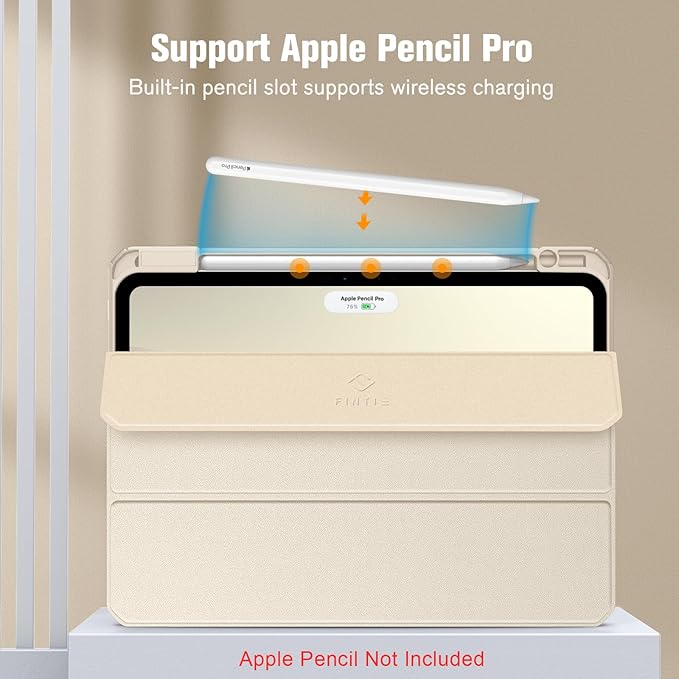 Fintie Hybrid Slim Case for iPad Pro 11-inch (M5) 2025 / (M4) 2024 - [Built-in Pencil Holder] Shockproof Protective Cover with Clear Transparent Back Shell, Starlight