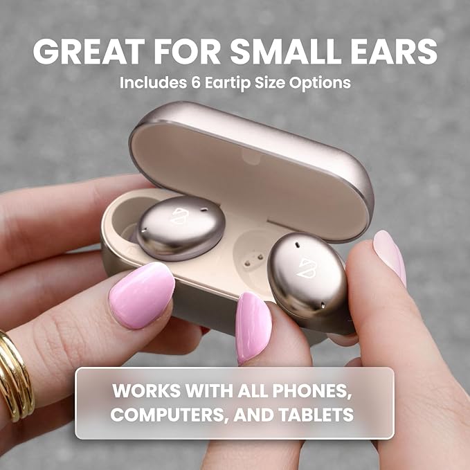 Back Bay Audio Tempo 30 Wireless Earbuds for Small Ears - Award-Winning Sound, Sweatproof Bluetooth Earbuds, Tech Fitness Gifts for Men, Comfortable Bluetooth Ear Buds for Women - Champagne