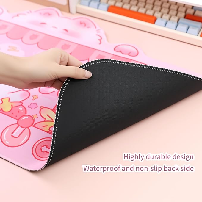 PERFECTSIGHT Cute Cat Desk Pad Kawaii Kitty Claw Machine Desk Mat, Pink Switch Large Gaming Mouse Pad, Funny Deskmat Mousepad, Anime Laptop Keyboard Pad Office Home Decor for Women Girls, Coral