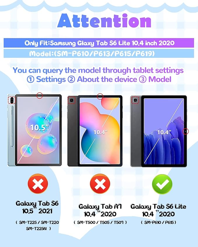 Wazzasoft for Samsung Galaxy Tab S6 lite Case 10.4" - Girls Cute Women Cartoon Kawaii Purple 3D Design Cover with Rotating Stand & Strap Unique Girly Funda for Samsung Tab S6 lite Case (2022/2020)