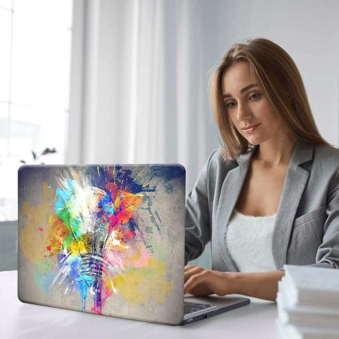 Funut Compatible with MacBook Air 13 inch Case 2022 2021 2020 2019 2018 A2337 M1 A2179 A1932 Touch ID,MacBook Air M1 Cover Protective Plastic Hard Shell Case + Keyboard Cover,11Creative Lamp