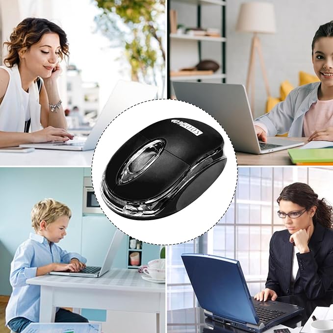 SOON GO Mini Wireless Mouse,Portable Mobile Optical Cordless Mouse fit for Mac,Laptop, Desktop-Black