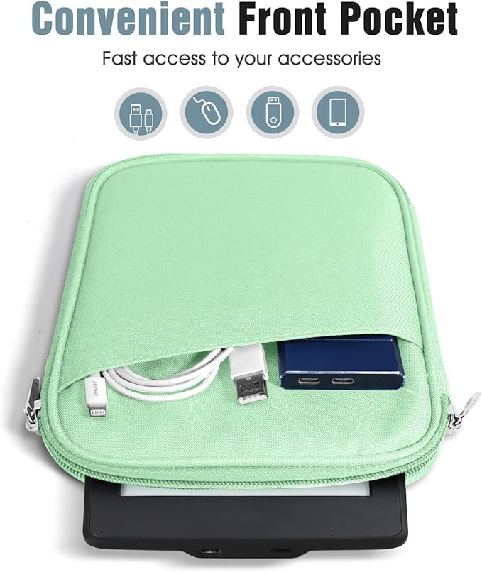 TiMOVO 6-7 Inch Universal Sleeve for eReader Book, Protective Sleeve Cover Case with Pocket, Compatible with 6-7" E-Reader & Kobo Devices, Agave Green