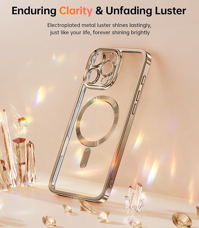 Meifigno Designed for iPhone 16 Pro Case 6.3", [Glitter Card&Wrist Strap] [Compatible with MagSafe] [1X HD+1X Privacy Screen Protectors] Full Lens Protection Designed for 16 Pro Case, Desert Titanium