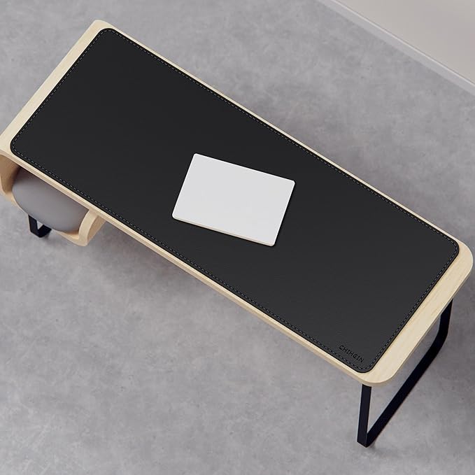Chihein 43" x 16" 3XL Desk Mat with Cork & PU Leather (Black), Dual Sided Desk Pad Protector, Waterproof Computer Desk Mat for Gaming, Office, Home