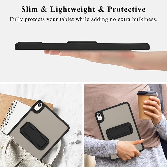 Shockproof Case for iPad mini 7th/6th Generation (2024/2021 8.3-inch), Kickstand Slim Fit Rugged Bumper Lightweight Anti-Scratch Bumper Case Cover for Women Men, Black