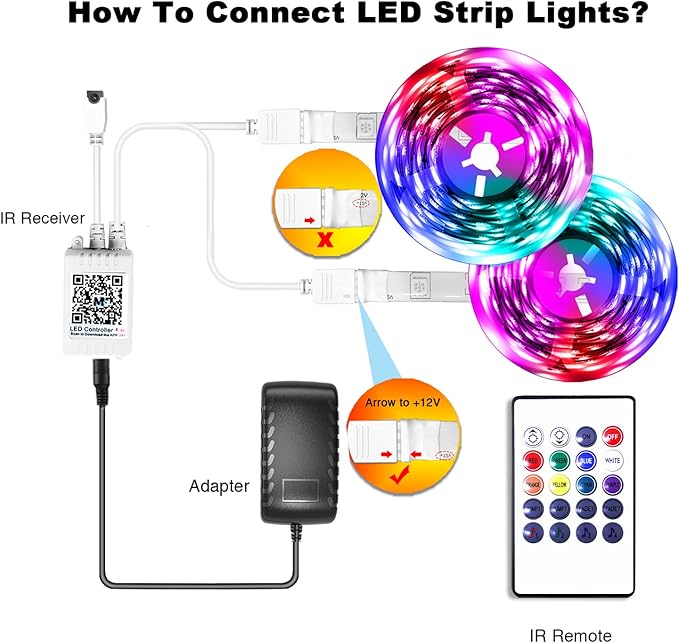 phopollo Bluetooth 24V Led Strip Lights 200ft (2 Rolls of 100ft), Color Changing LED Lights for Bedroom, Kitchen Decor, App Control and Music Sync
