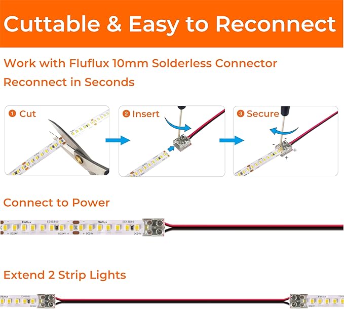 24V 2835 LED Strip Lights 3000K, 300+LM/FT, 16.4FT, UL Listed, CRI95, High Density 160LEDs/m Tape Light, Cuttable, Dimmable, VHB Equipped, for Pros, Bedroom, Kitchen, Cabinet (NO Power Supply)