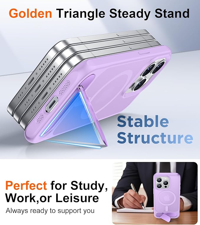 Magnetic Compatible with iPhone 15 Pro Case, [Built-in Invisible Kickstand][Compatible with MagSafe][Military Grade Shockproof] Slim Translucent Matte Phone Case for iPhone 15 Pro 6.1"