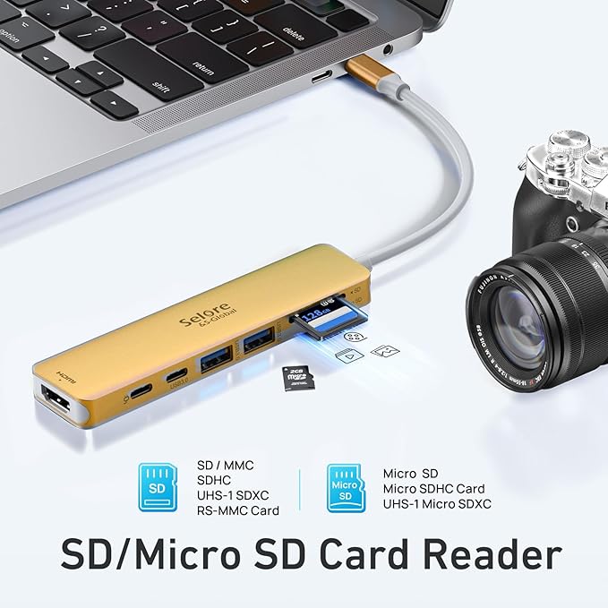 USB C Hub HDMI Adapter for MacBook Pro/Air, 7 in 1 USBC Dongle with HDMI, microSD/SD Card Reader, USB C Data Port,100W PD, and 2 USB 3.0 Compatible for MacBook Pro/Air, Dell XPS, Lenovo Thinkpad.