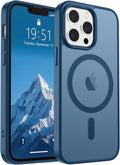 SUPFINE Magnetic for iPhone 12 Pro Max Case (Compatible with MagSafe) (Military Grade Drop Protection) Translucent Matte Shockproof Phone Cover,Deep Blue