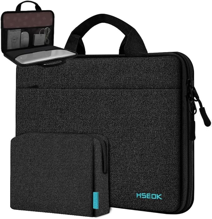 Hseok 13 14 inch Laptop Case Sleeve with Small Case,TSA Computer Handbag Compatible with MacBook Neo/Pro 14 M5/M4/M3/M2/M1,All Models 13.3" MacBook Air/Pro,XPS 13/14,Most 13-14 Notebooks,Black