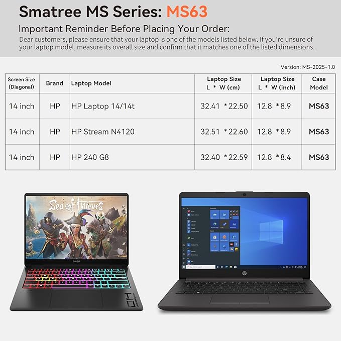 Smatree MS63 Hard EVA Protective Sleeve Case with Stand Compatible for 14 inch HP Laptop 14-dq0040nr/14t-dq300/14t-dq500/14-fq2097nr, Stream 14, HP 240 G8 Laptop