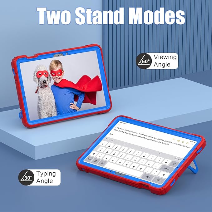 AKABEILA Compatible with Samsung Galaxy Tab S10 FE 2025/Tab S10 Lite 2025 Tablet Case，Lightweight Shockproof Rugged Protective Cover with Kickstand for Kids Children Boys Babies Red Blue