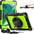 Timecity Case for iPad 6th/ 5th Generation 9.7 Inch 2018/2017 with Rotating Stand Handle Strap, Full-Body Silicone+PC Durable Sturdy Protective Case for iPad 5th/ 6th Gen/Air 2/ Pro 9.7 -Green