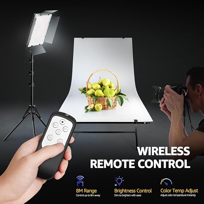 NiceVeedi 36W Photography Lighting, Bi-Color Studio Light, CRI 95+, Dimmable AC Adapter Powered LED Video Light Kit with Remote Control & 72” Tripod, Light for Video Recording/YouTube/TikTok/Ins