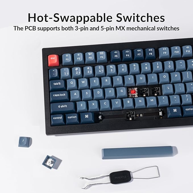Keychron V3 Max TKL Wireless Mechanical Keyboard, QMK/VIA RGB Bluetooth/2.4 GHz/Wired, 87 Keys Hot-Swappable with Gateron Red Switch, Compatible with Mac Windows Linux