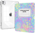 Clear Case for ipad Air 13 inch M3 2025 & M2 2024, ipad Pro 12.9" 6th/5th/4th/3rd Generation with Pencil Holder, Trifold Stand Shell, Slim Shockproof Clear Back, Composition Book