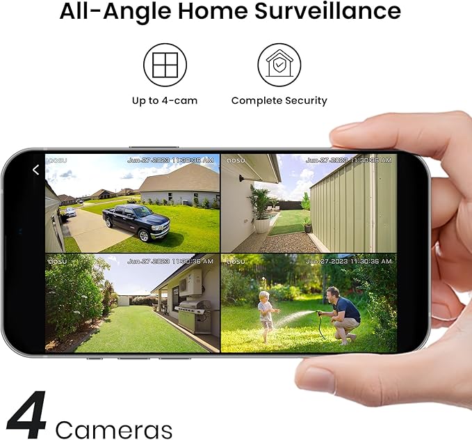 aosu 2K Add-on Camera, Requires WirelessCam/SolarCam aosuBase (NOT Doorbell Base Station), Up to 4 Cameras Can be Connected to 1 aosuBase