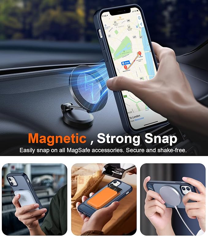 Magnetic Compatible with iPhone 11 Phone Case, [Built-in Invisible Kickstand][Compatible with MagSafe] [Military Grade Shockproof] Slim Translucent Matte Phone Case for iPhone 11 6.1"