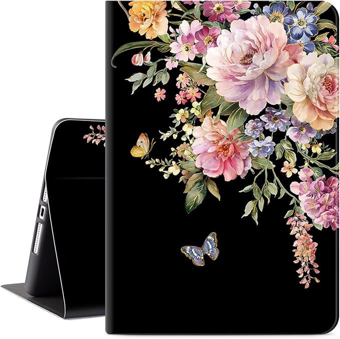 Vimorco for iPad 9th/8th/7th Generation Case, for iPad 9th Generation Case,for iPad 10.2 Cases 10.2-inch Cover, Auto Sleep/Wake, for iPad Cover 9th Gen Multi-Angle View, Butterfly Flower