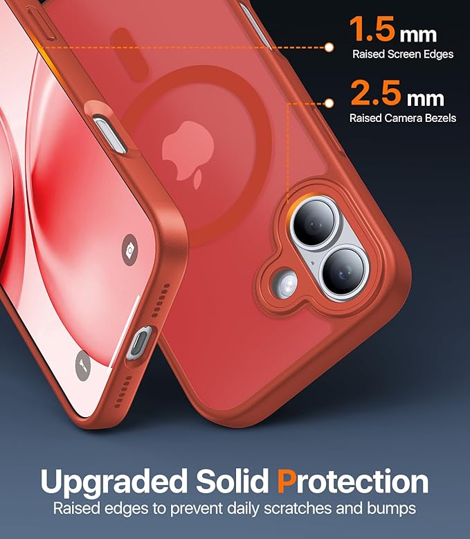 Magnetic for iPhone 17 Case,[Anti-Slip][Compatible with MagSafe][Military Grade Drop Protection] Shockproof Protective Translucent Matte Phone Case for iPhone 17 Case,Red