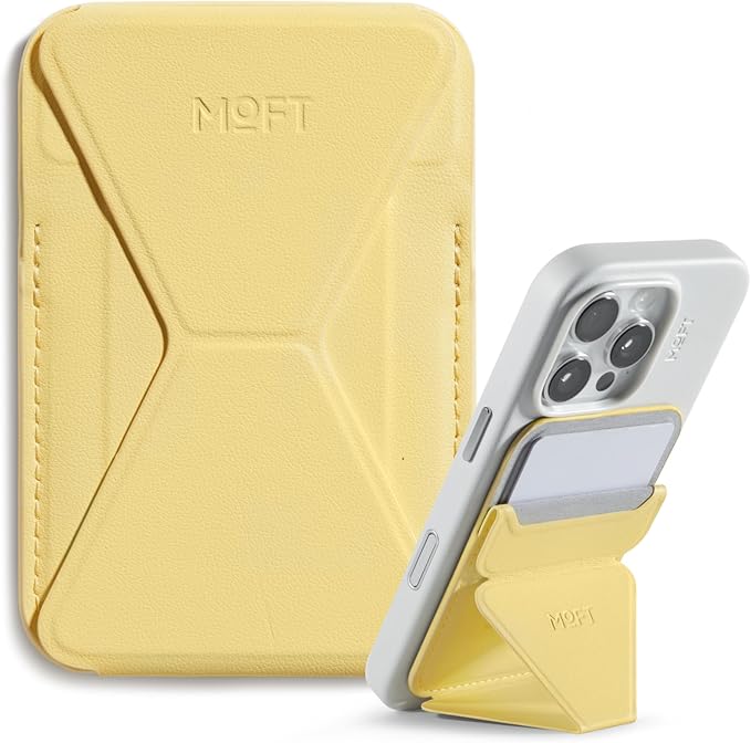 MOFT Magnetic Wallet Stand Compatible with iPhone 17/16/15/14/13/12 Series, Angle Adjustment & Magsafe Compatible MOVAS Phone Stand,Panna Cotta