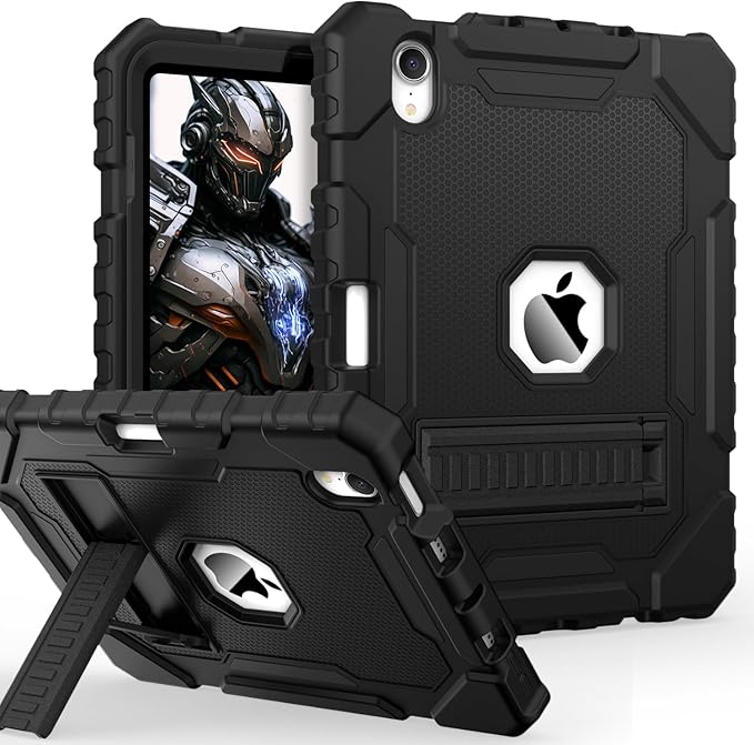 Grifobes Case for iPad mini 7 (A17 Pro) 2024 / Mini 6 2021 8.3 inch, Heavy Duty Shockproof Rugged Cover with Pencil Holder Stand, for I Pad Mini 7th/6th Gen 8.3" Case (Black)