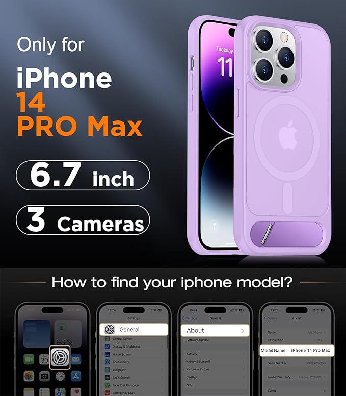 Magnetic Compatible with iPhone 14 Pro Max Case, [Built-in Invisible Kickstand][Compatible with MagSafe] [Military Grade Shockproof] Slim Translucent Matte Phone Case for iPhone 14 Pro Max 6.7"
