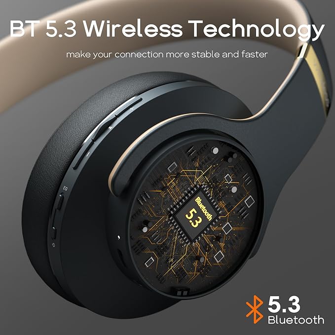 DOQAUS Bluetooth Headphones Over Ear, 90H Playtime, 3 EQ Modes, HiFi Audio, ENC Mic, Reinforced Durable Frame & Soft Earpads for Extended Wear, Phone, PC, Travel