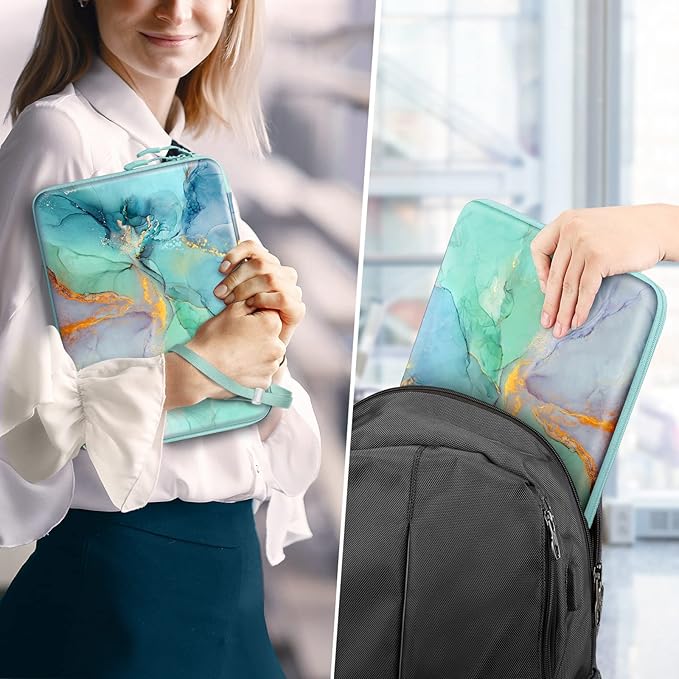 FINPAC Hard Laptop Sleeve Case for 13 inch MacBook Air 2026 M5/M4/M3/M2/M1, MacBook Neo A18 Pro,14 inch MacBook Pro 2026 M5/M4/M3/M2 Pro/Max, Waterproof Case for Dell, Surface Laptop, Emerald Marble