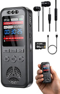 64GB Digital Voice Recorder, Small Voice Activated Recorders with Playback, 1536Kbps Audio, 70dB Noise Reduction, A-B Repeat Recording Device Portable Mini for Lectures, Meetings, Interview etc